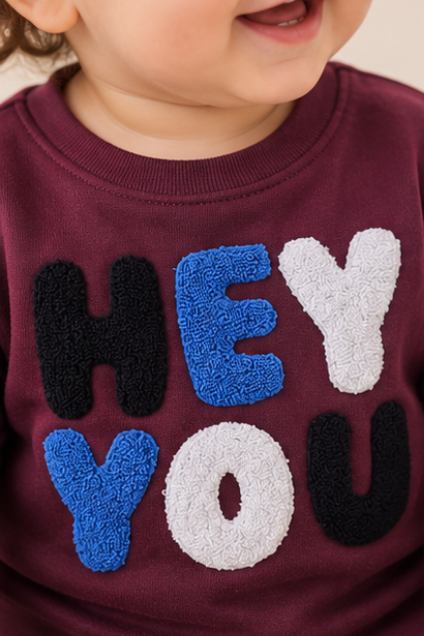 Maroon "Hey You" Print Sweatshirt
