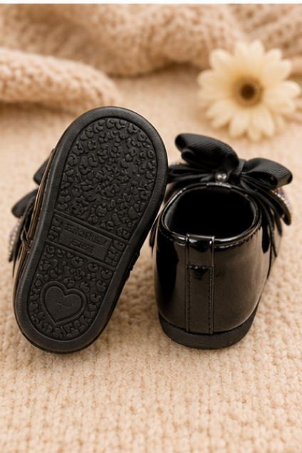 Girls’ Black Bow Party Shoes