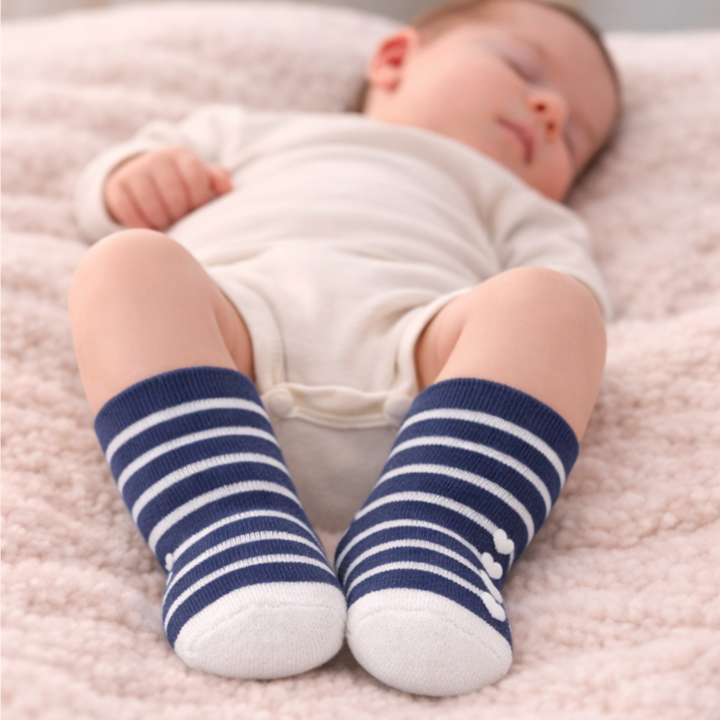 Nautical Striped Baby Socks – Navy & White