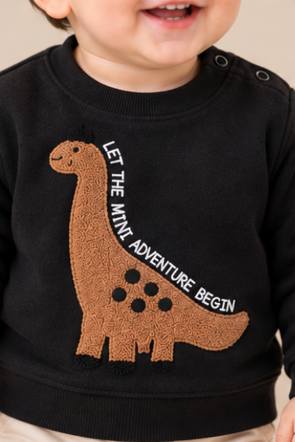 Mini Adventure Dino Sweatshirt-Black