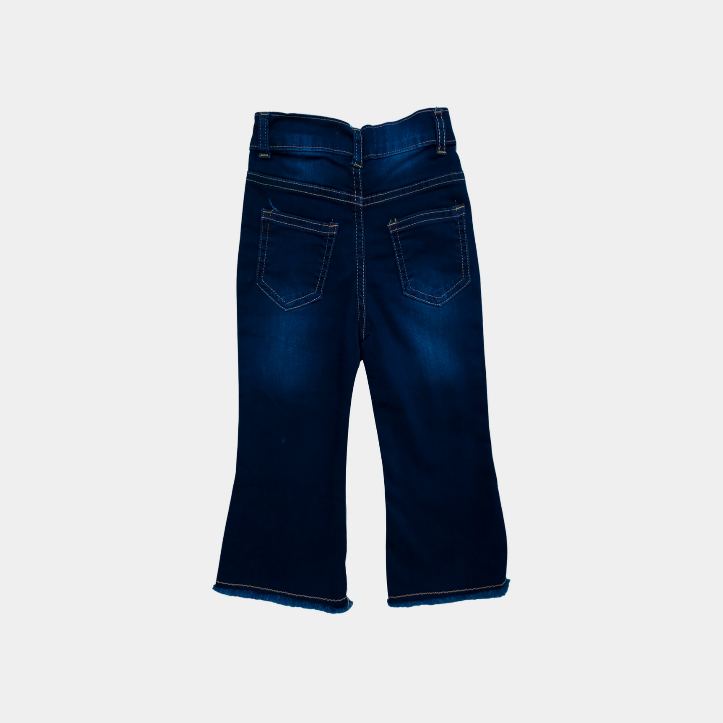 Dark Blue Jeans With Embroidered Flower For Girls | 12M-6YRS