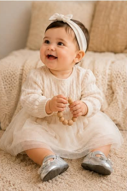 Girls’ Silver Bow Mary Jane Shoes
