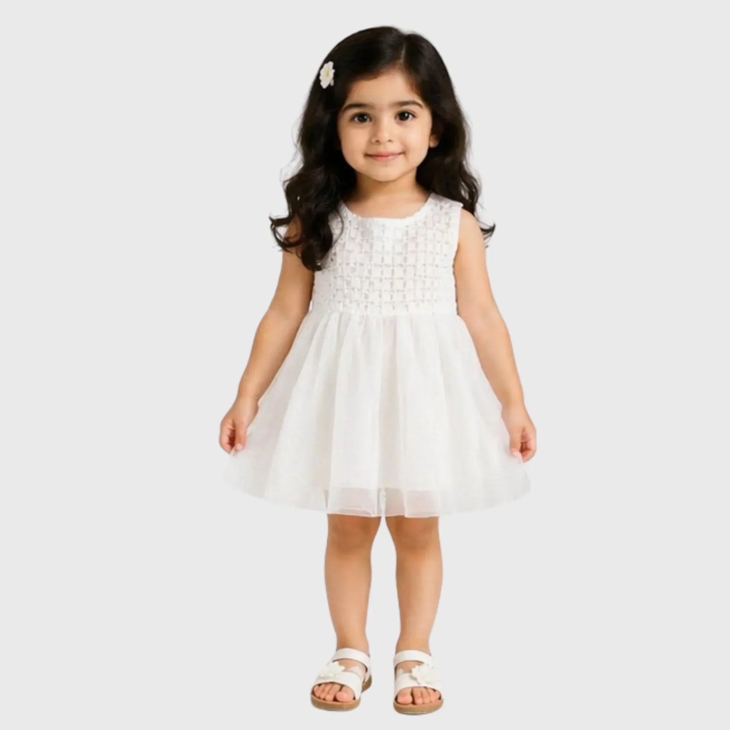 Baby Girl "Lace & Tulle" Sleeveless Frock - Pink