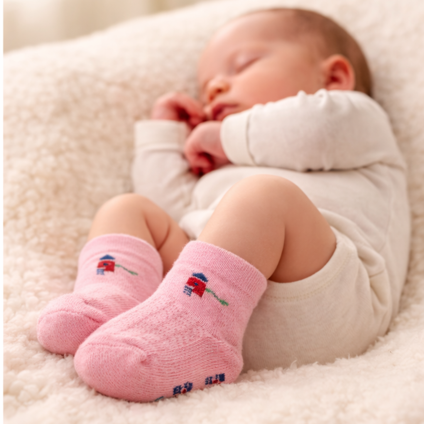 Hudson Baby Pointelle Knit Socks - Pink Bird