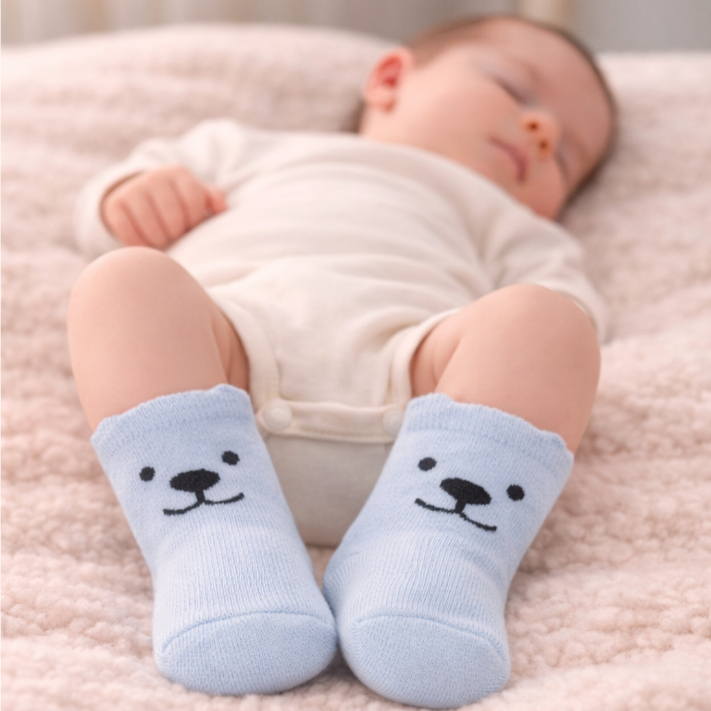Baby Bear Ears Ankle Socks – Pastel Blue