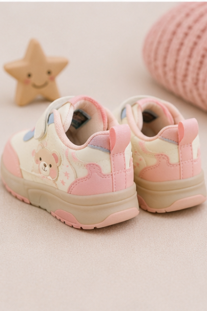 Kids’ Pink & Blue Bear Sneakers