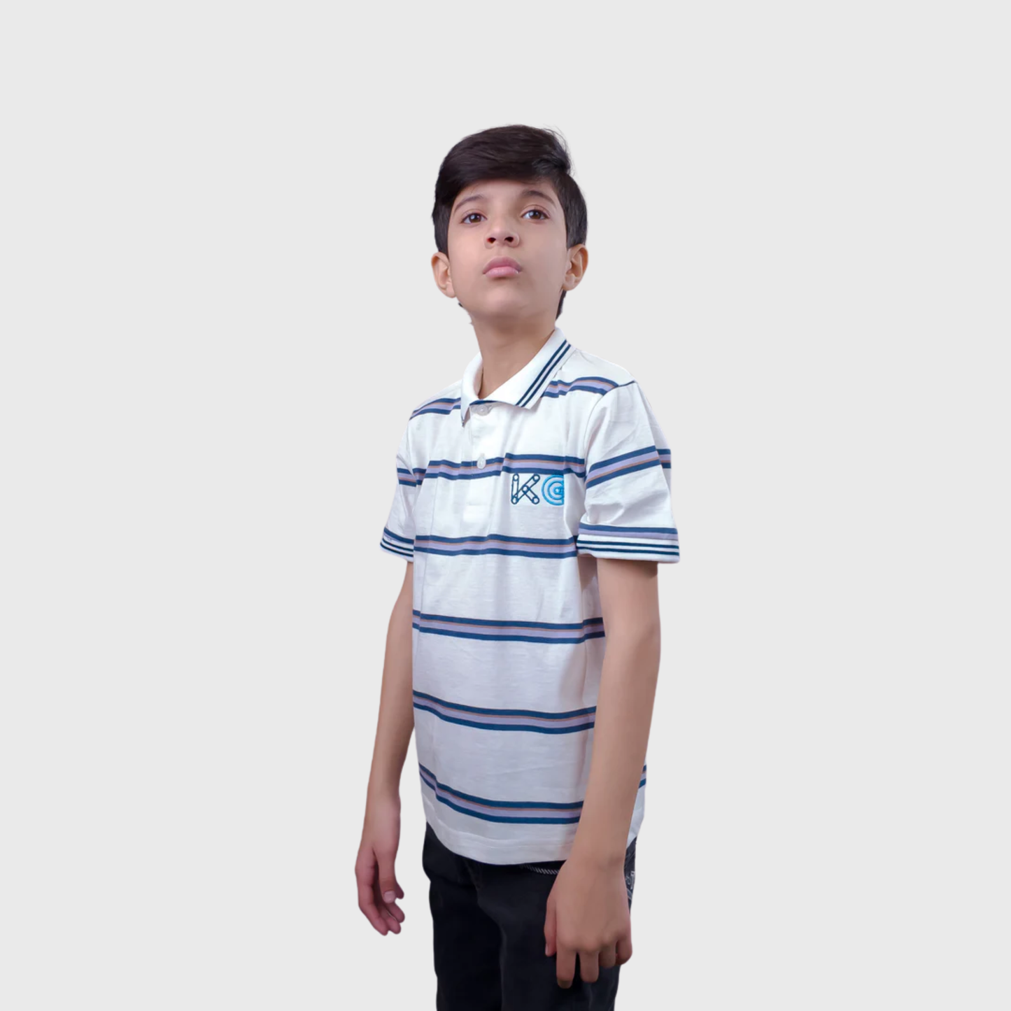 White Striped Polo Shirt | (Ages 2-14)