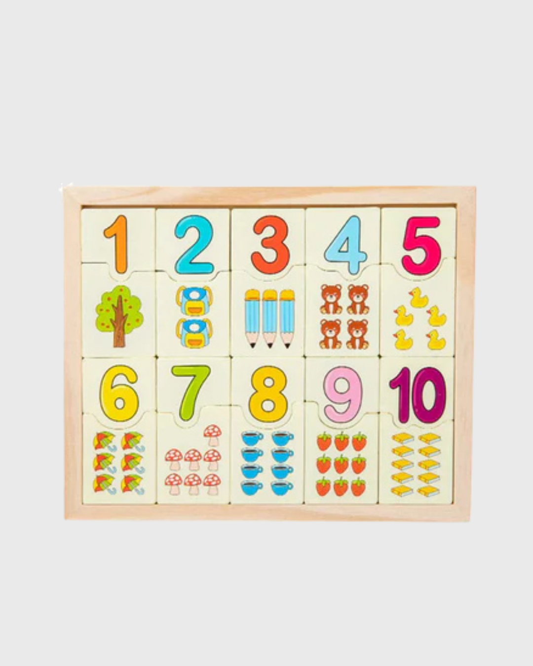 Wooden Numbers Counting Puzzle - Educational Math Learning Toy (1-10)