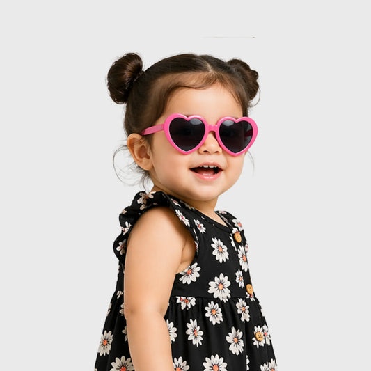 Mini Daisy Flutter-Sleeve Tunic, Leggings, and Heart Shades Set