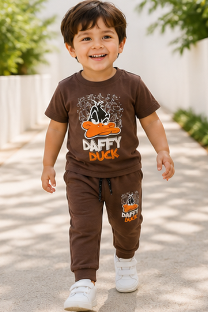 Unisex Graphic T-Shirt & Jogger Set – Brown