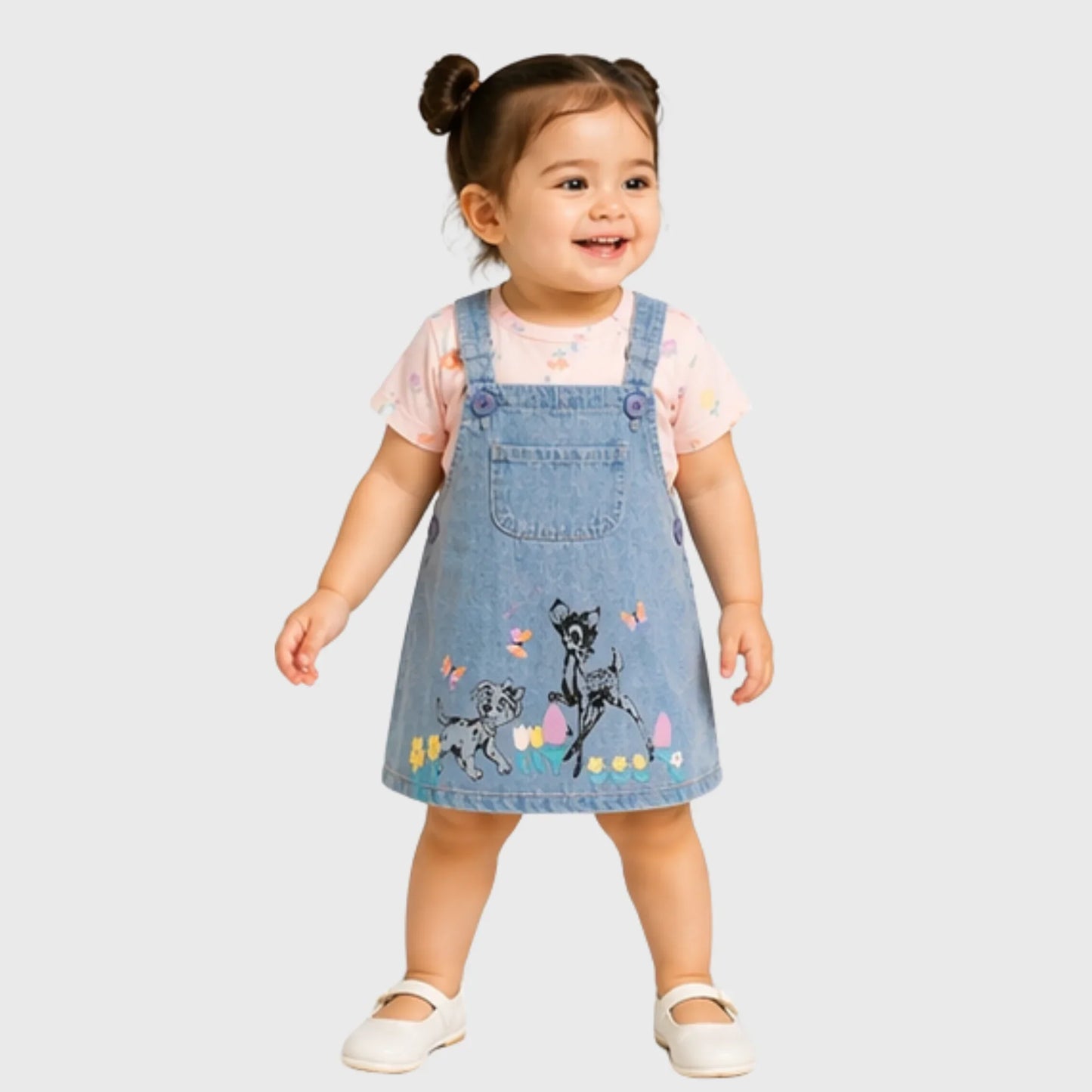 Mini Friends Denim Pinafore and Floral Tee Set