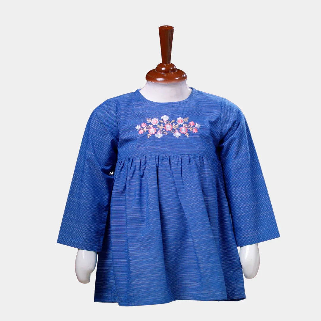Royal Blue Frock Embroidered| Ages 2-7 Years