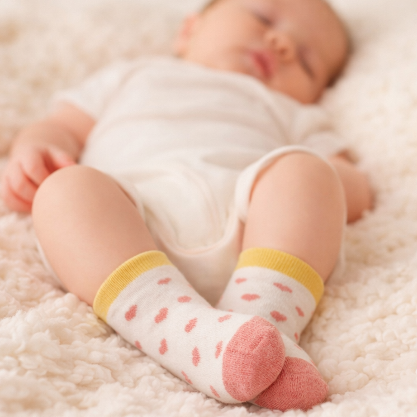 Sweetheart Pattern Baby Socks – Cream & Rose
