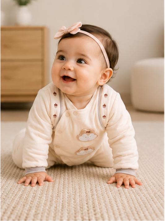 Cream Bunny Quilted Romper