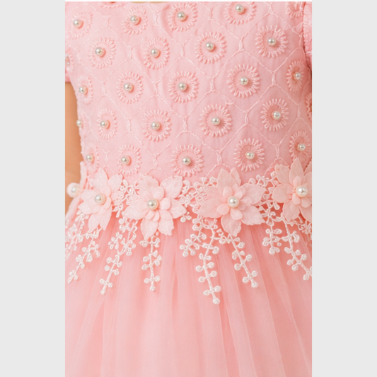 Baby Girl "Pearl Floral" Puff Sleeve Party Frock