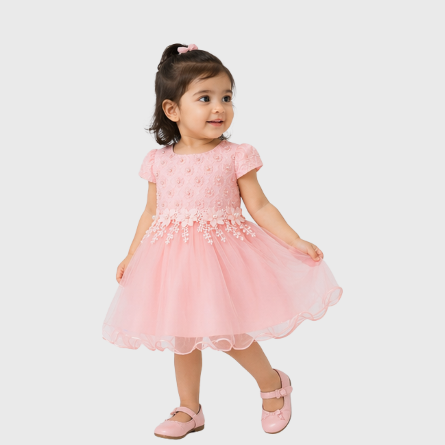 Baby Girl "Pearl Floral" Puff Sleeve Party Frock