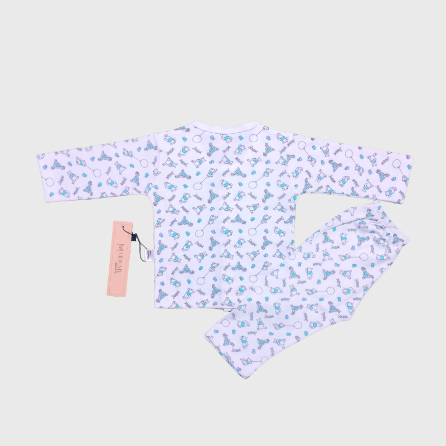 White Soft Cotton Night Suit with Cartoon Print