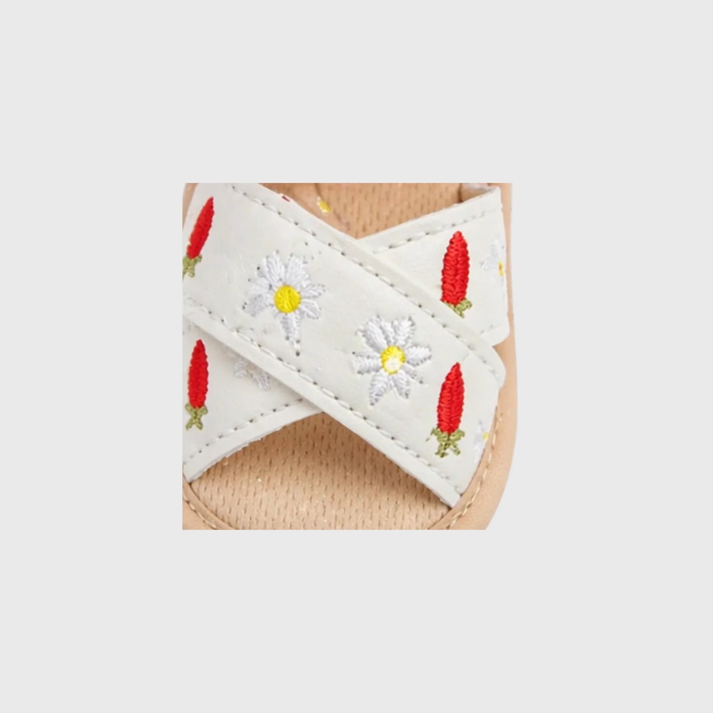 Baby Girl Floral Bow Crossover Sandal – Red