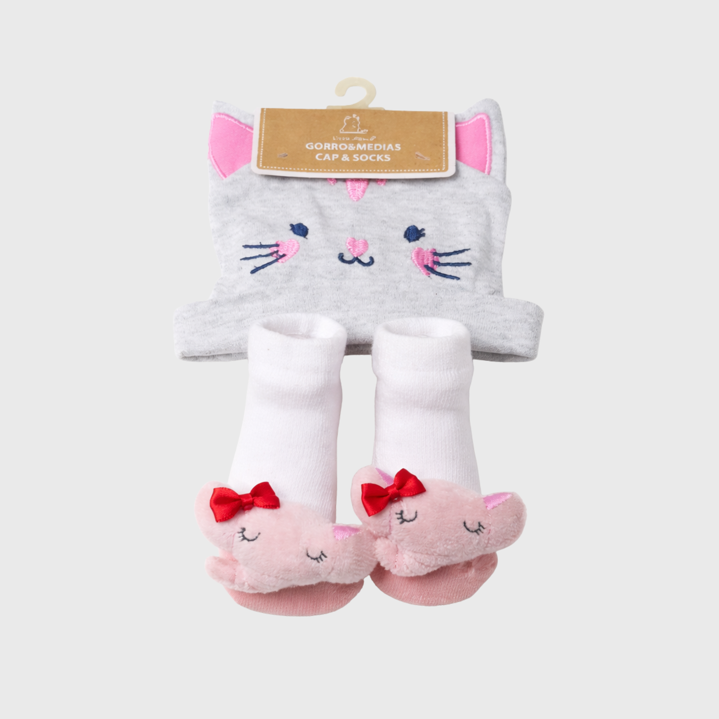 Baby Girl Kitty Cap & Socks Gift Set