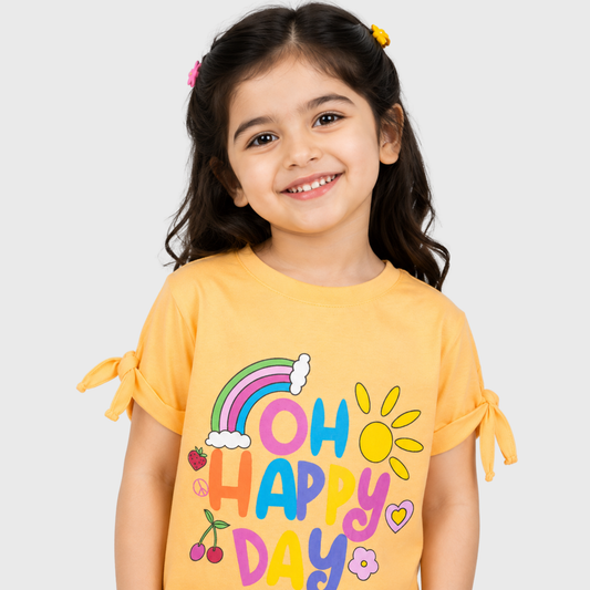 Oh Happy Day Girls' Graphic T-Shirt & Trouser Set