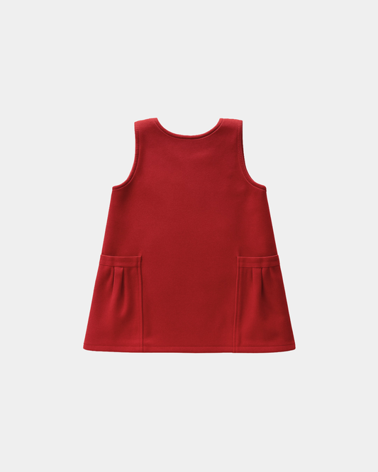 Girls Outfit 1-6 Years - Red Velvet Sleeveless Dress.