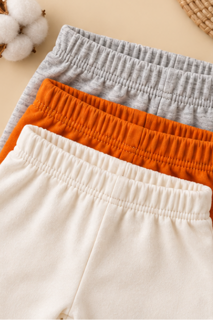 Solid Jogger Pants, Pack of 3 (Ivory, Orange, Grey)