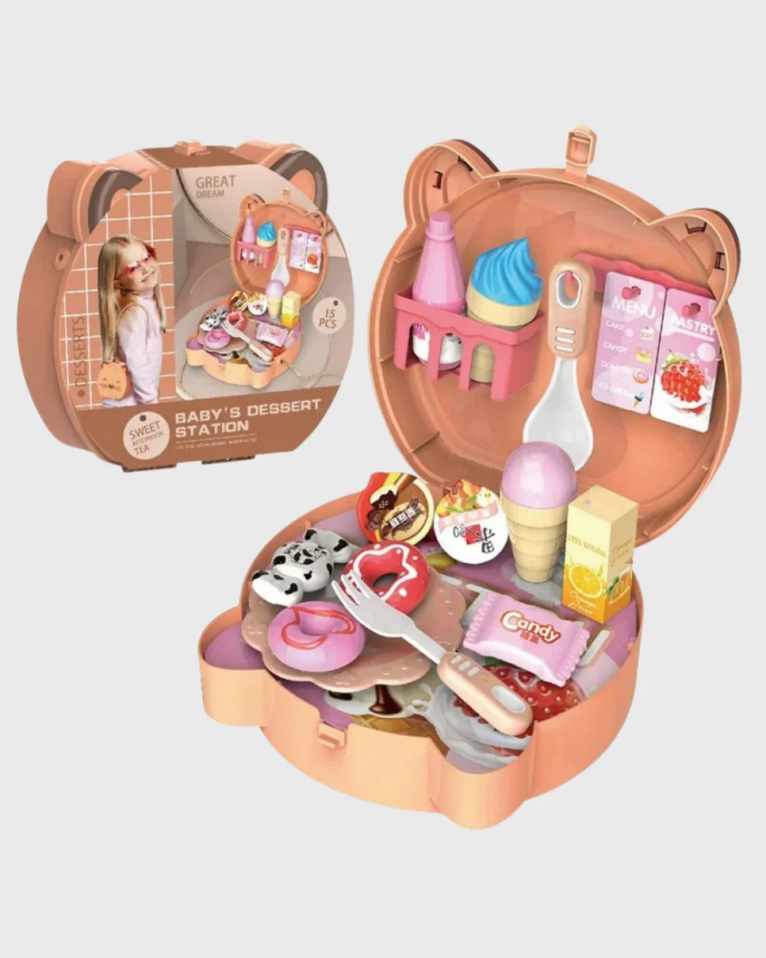 BABY'S DESSERT STATION - Sweet Afternoon Tea Portable Play Set (15 Pcs)