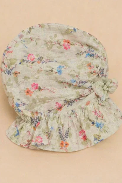 Girls Floral Frill Top & Cap Set – Mint Green