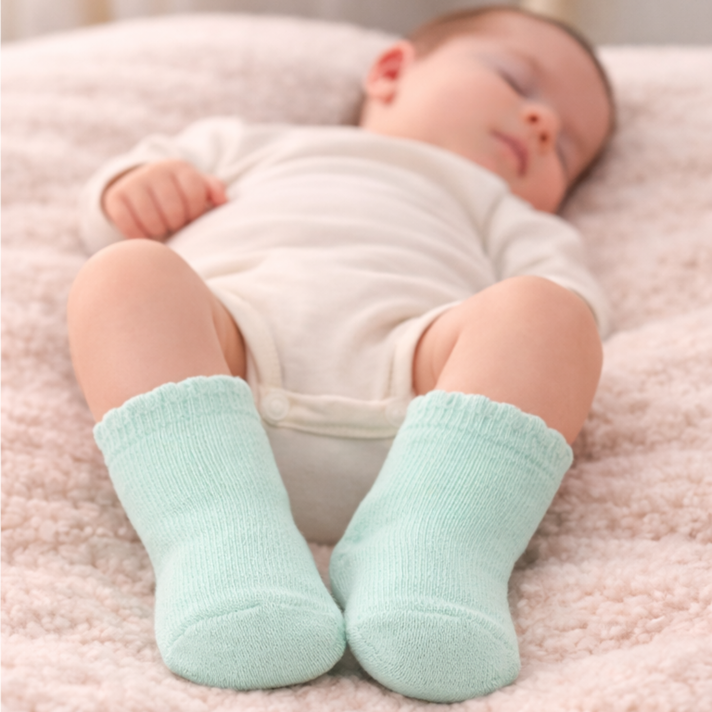 Scalloped Trim Baby Socks – Soft Mint