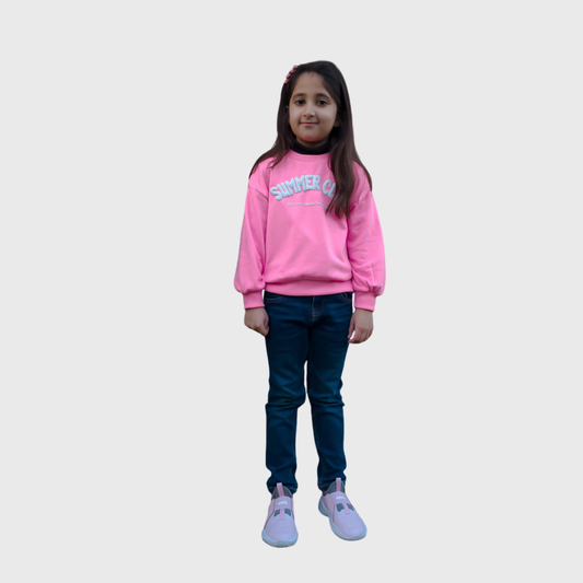 Girls’ Drop Shoulder "Summer Club" Sweatshirt – Soft & Stylish – Minor Fault (Ages 2–14)