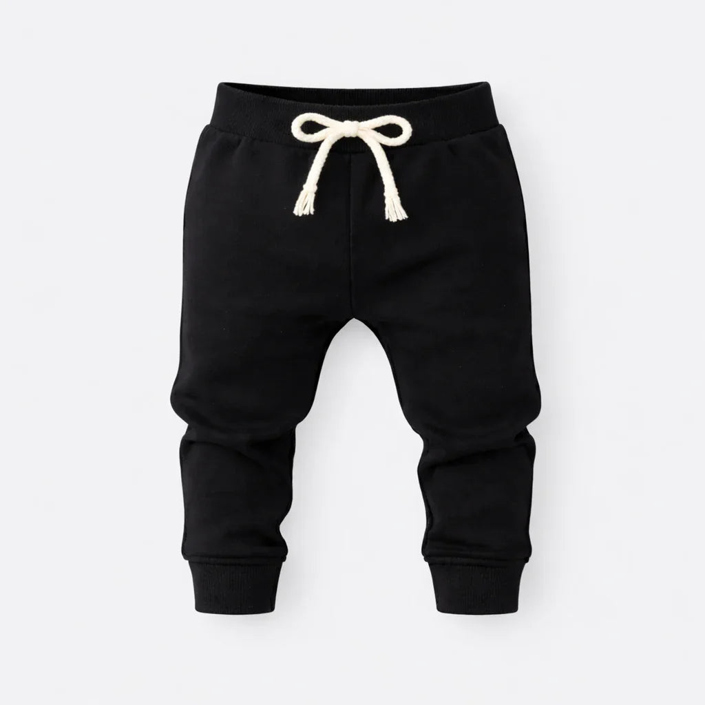 Kids Black Jogger Trousers | Soft Cotton & Stretch Fit