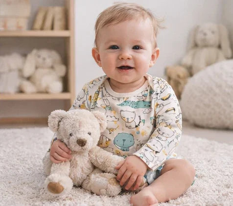 Long-Sleeve Animal Check Bodysuit