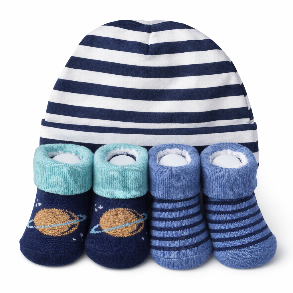 Space-Themed Cap & Booties Set