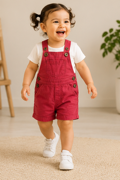 Baby Short Dungaree – Red