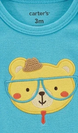 Long-Sleeve Turquoise Bear Bodysuit
