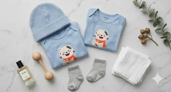 Long-Sleeve Light Blue Kitty Bodysuit