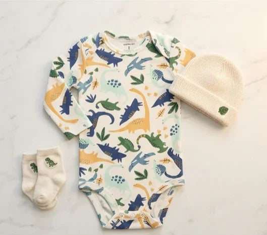 Long-Sleeve Colorful Dinosaur Bodysuit