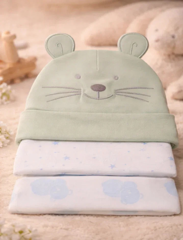 Baby Mouse Ear Beanie Set of 3