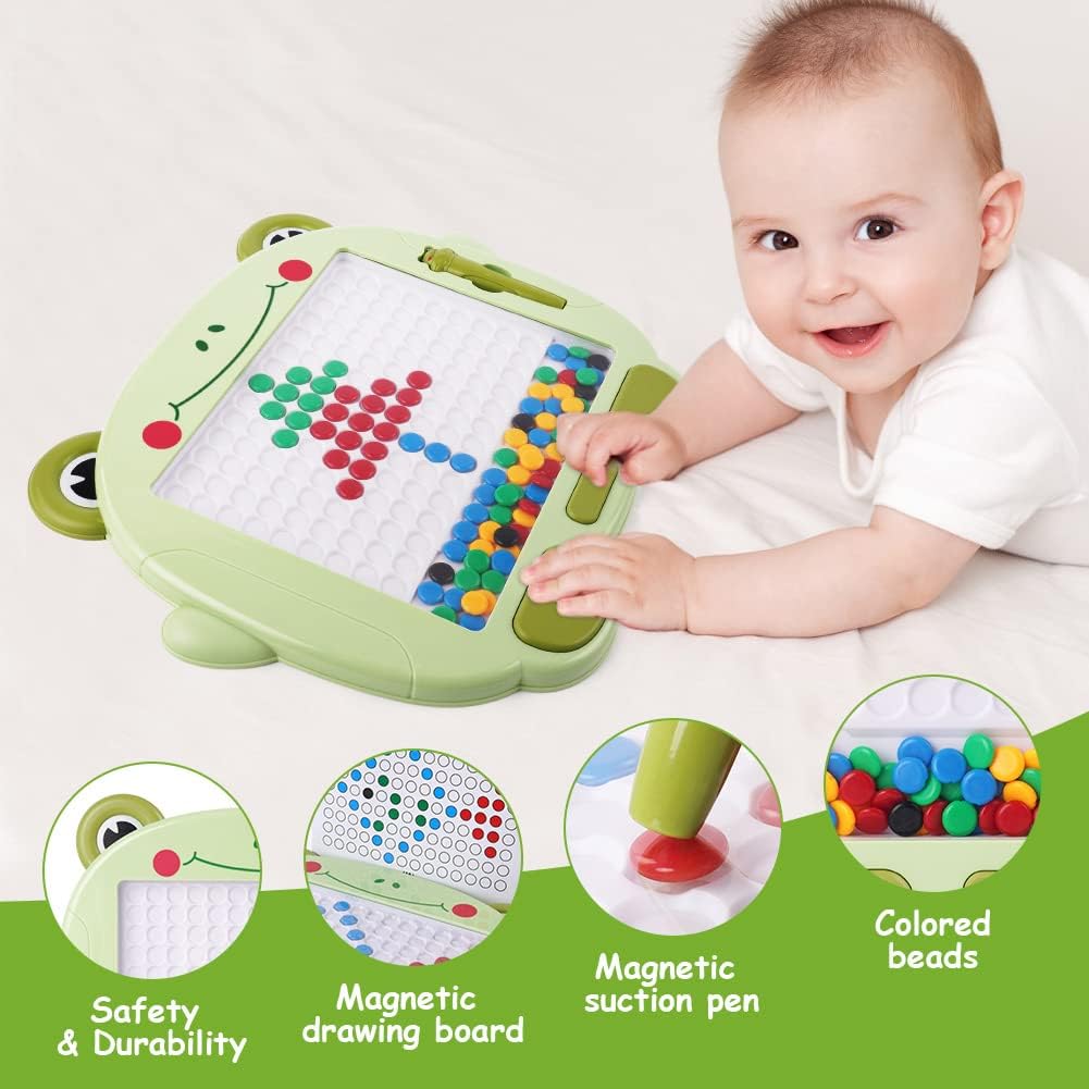 Frog Magnetic Drawing Board - Colorful Bead Art & Pattern Game (3+)