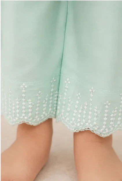 Girls Embroidered Kurta Set – Ferozi blue