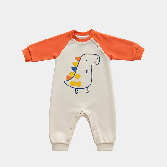 "Warm Sherpa Fleece Romper | Unisex Baby & Toddler Dino Jumpsuit"