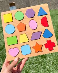 Wooden Shape Sorting Puzzle - Colorful Geometric Learning Board