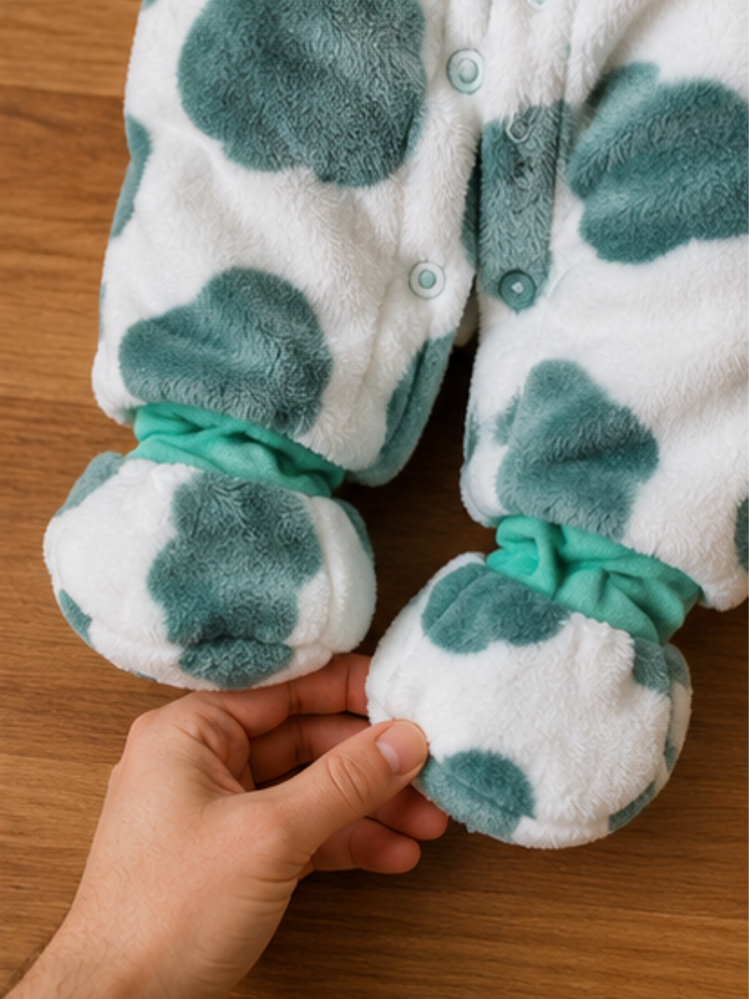 Fur Romper Green Patches
