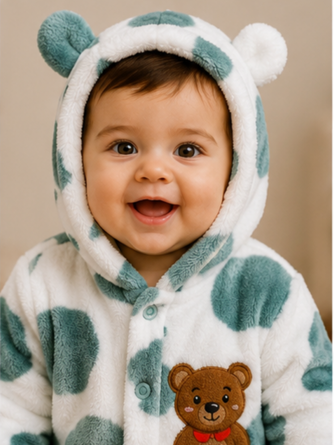 Fur Romper Green Patches