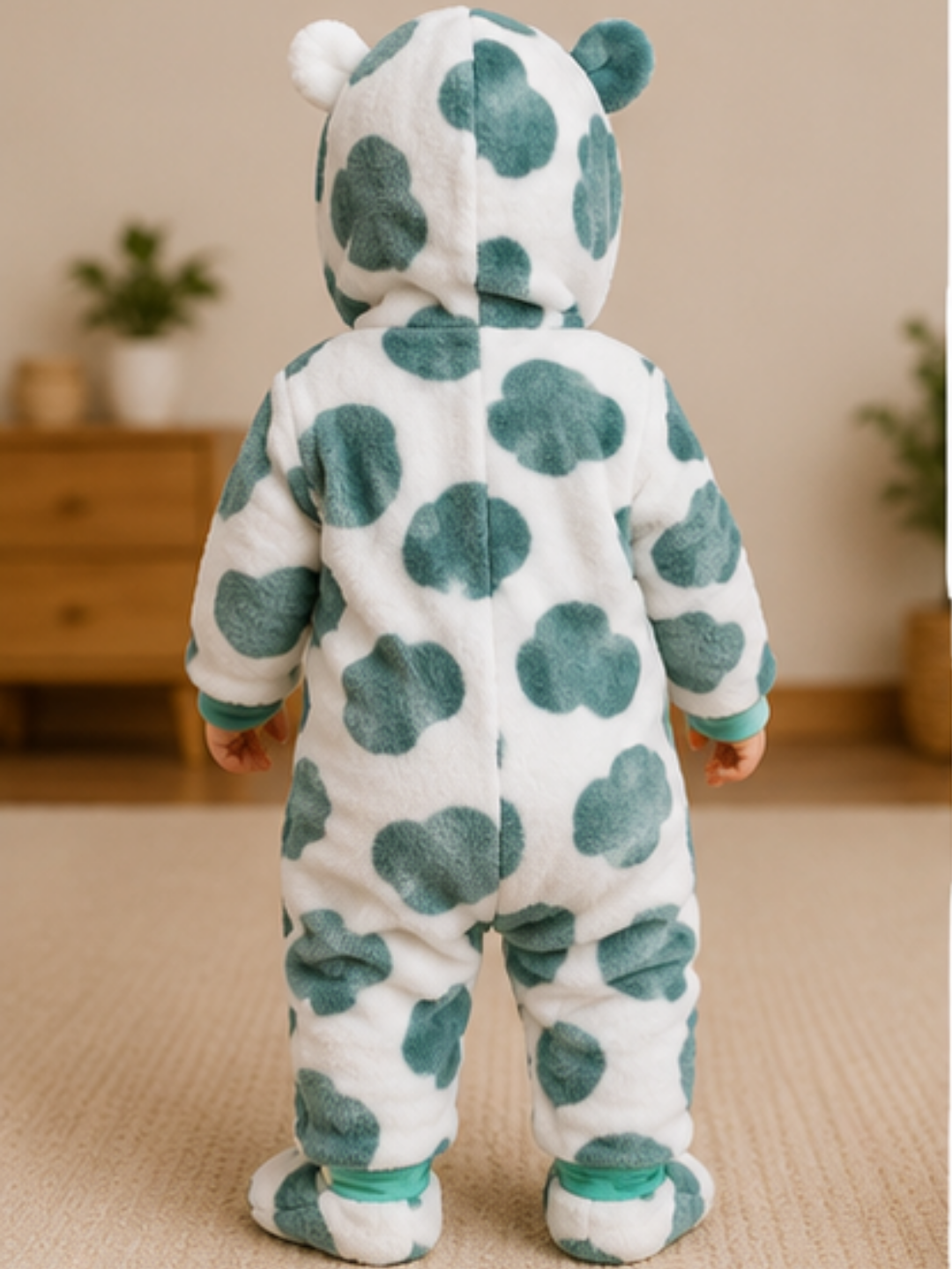 Fur Romper Green Patches