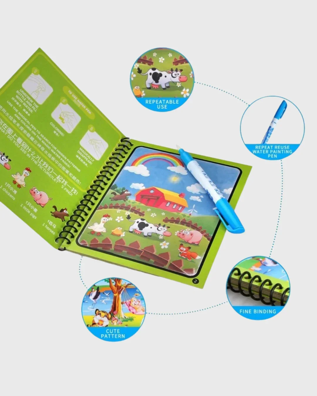 Magic Water Drawing Book – Reusable Creative Coloring for Kids