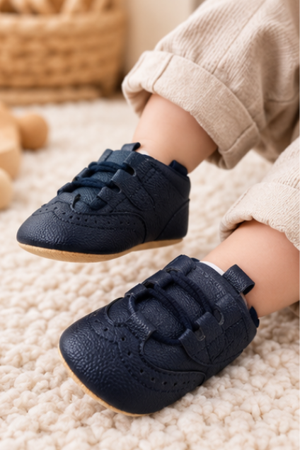 Kids’ Navy Blue Casual Shoes – Lace-Up Design
