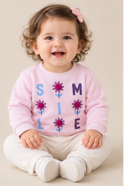 Pink Smile Floral Sweatshirt