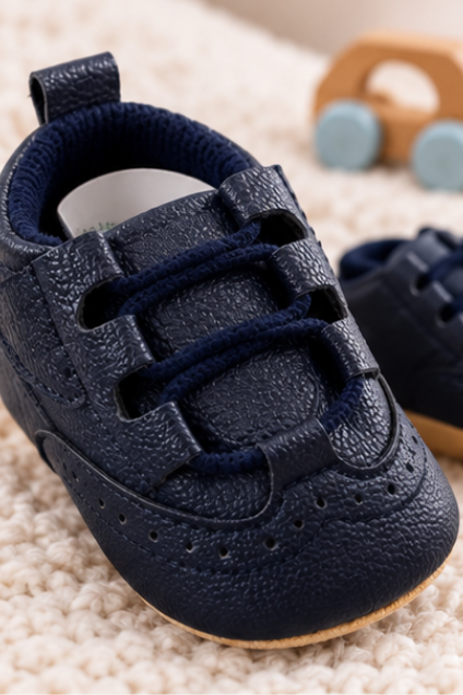 Kids’ Navy Blue Casual Shoes – Lace-Up Design