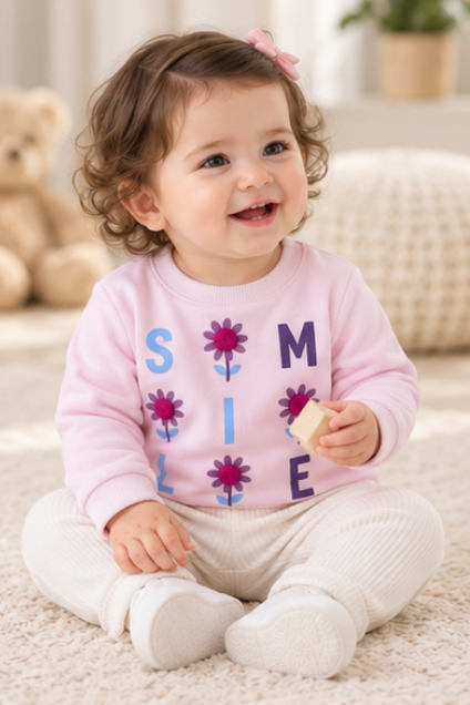 Pink Smile Floral Sweatshirt